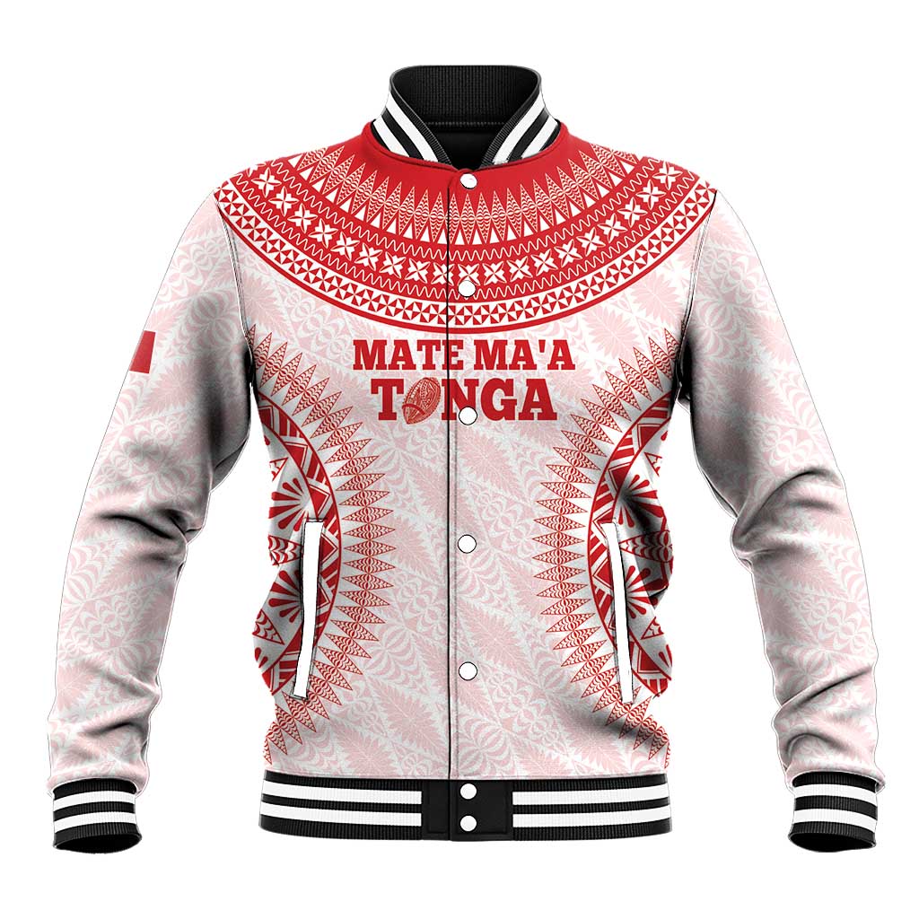 Custom Tonga Mate Maa Baseball Jacket Go Champions Tongan Ngatu - White LT14 Unisex White - Polynesian Pride