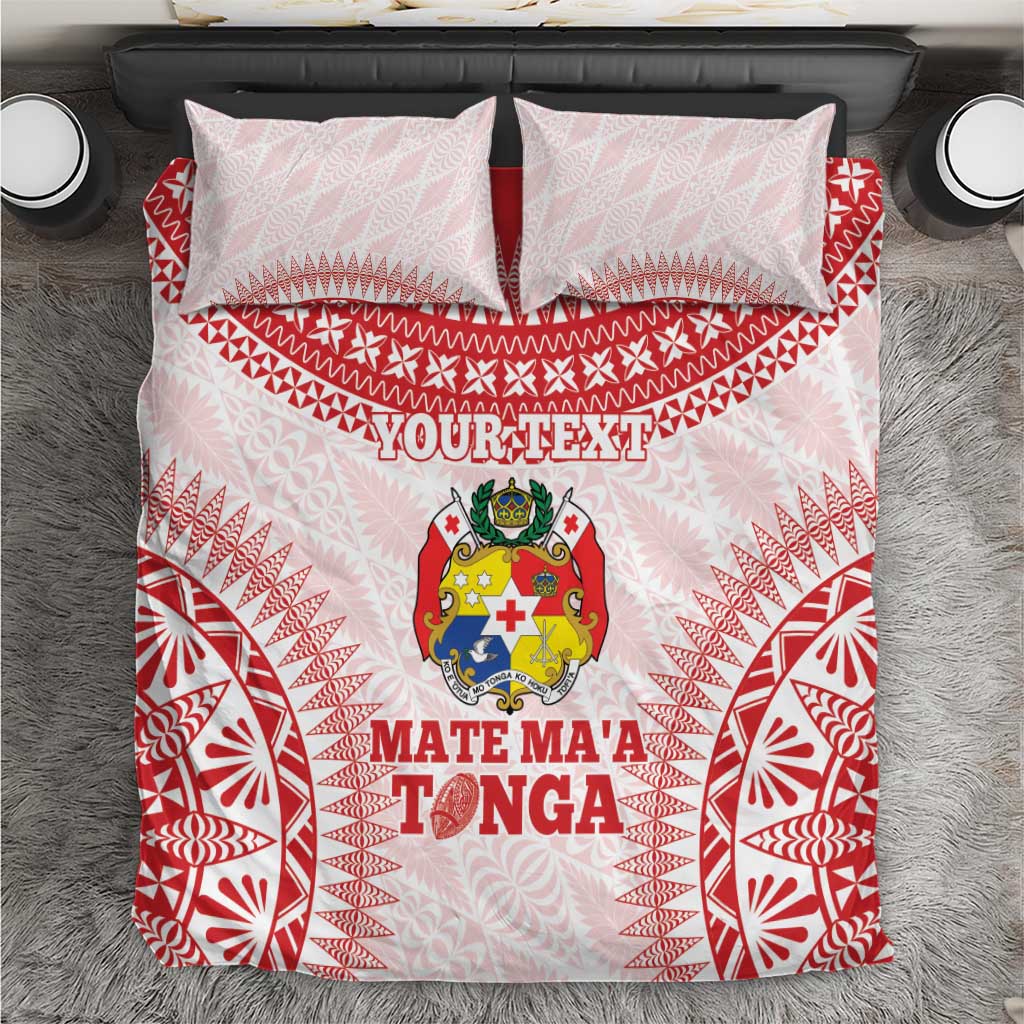 Custom Tonga Mate Maa Bedding Set Go Champions Tongan Ngatu - White LT14 White - Polynesian Pride