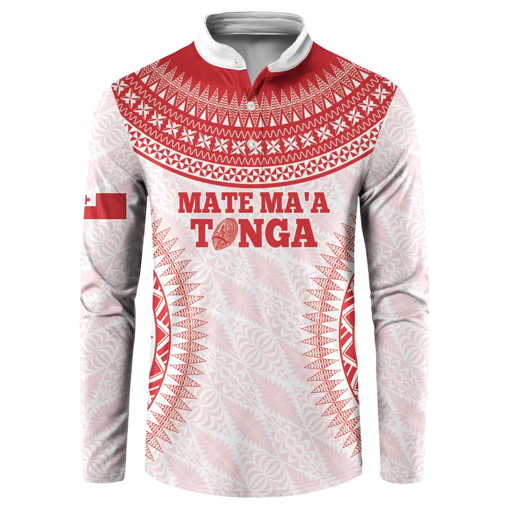 Custom Tonga Mate Maa Button Sweatshirt Go Champions Tongan Ngatu - White LT14 White - Polynesian Pride