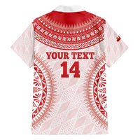Custom Tonga Mate Maa Family Matching Off The Shoulder Long Sleeve Dress and Hawaiian Shirt Go Champions Tongan Ngatu - White LT14 - Polynesian Pride