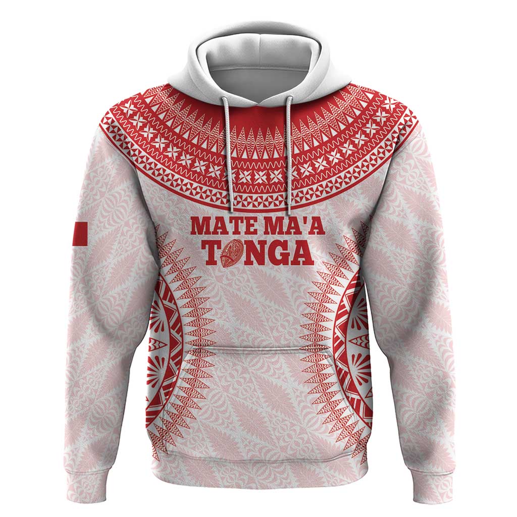 Custom Tonga Mate Maa Hoodie Go Champions Tongan Ngatu - White LT14 Pullover Hoodie White - Polynesian Pride