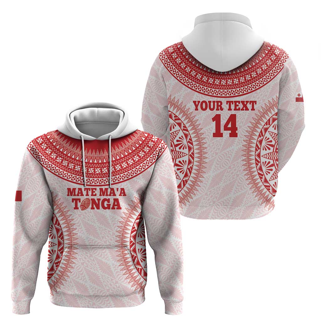 Custom Tonga Mate Maa Hoodie Go Champions Tongan Ngatu - White LT14 - Polynesian Pride