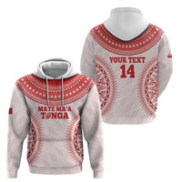 Custom Tonga Mate Maa Hoodie Go Champions Tongan Ngatu - White LT14 - Polynesian Pride