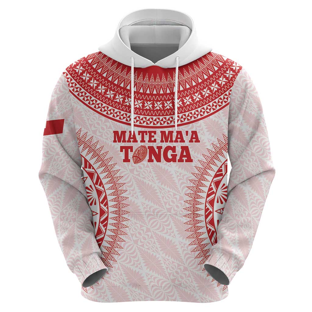Custom Tonga Mate Maa Hoodie Go Champions Tongan Ngatu - White LT14 - Polynesian Pride