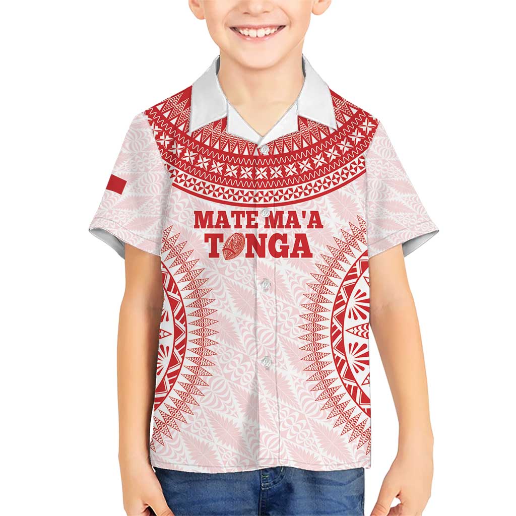 Custom Tonga Mate Maa Kid Hawaiian Shirt Go Champions Tongan Ngatu - White LT14 Kid White - Polynesian Pride