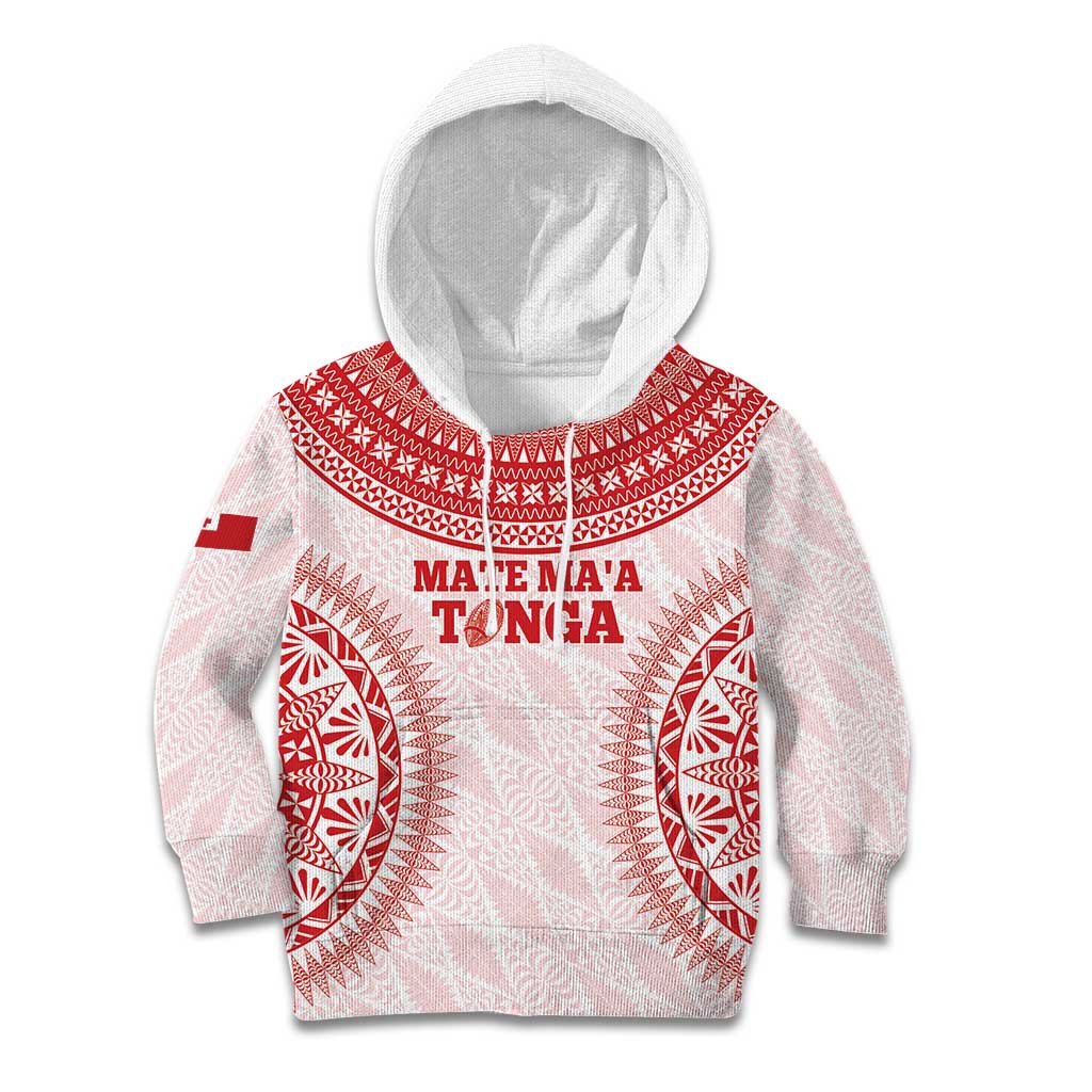 Custom Tonga Mate Maa Kid Hoodie Go Champions Tongan Ngatu - White LT14 Hoodie White - Polynesian Pride