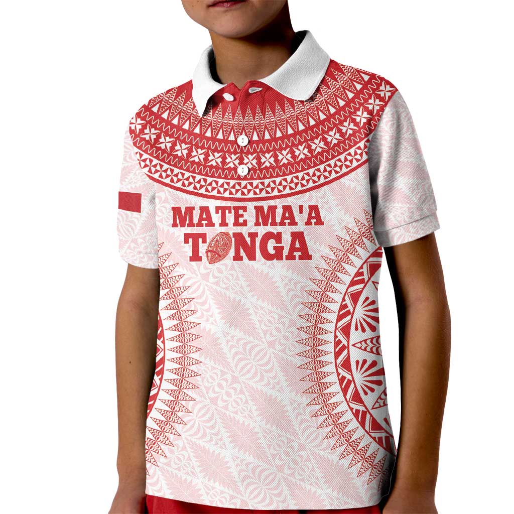 Custom Tonga Mate Maa Kid Polo Shirt Go Champions Tongan Ngatu - White LT14 Kid White - Polynesian Pride