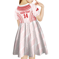 Custom Tonga Mate Maa Kid Short Sleeve Dress Go Champions Tongan Ngatu - White