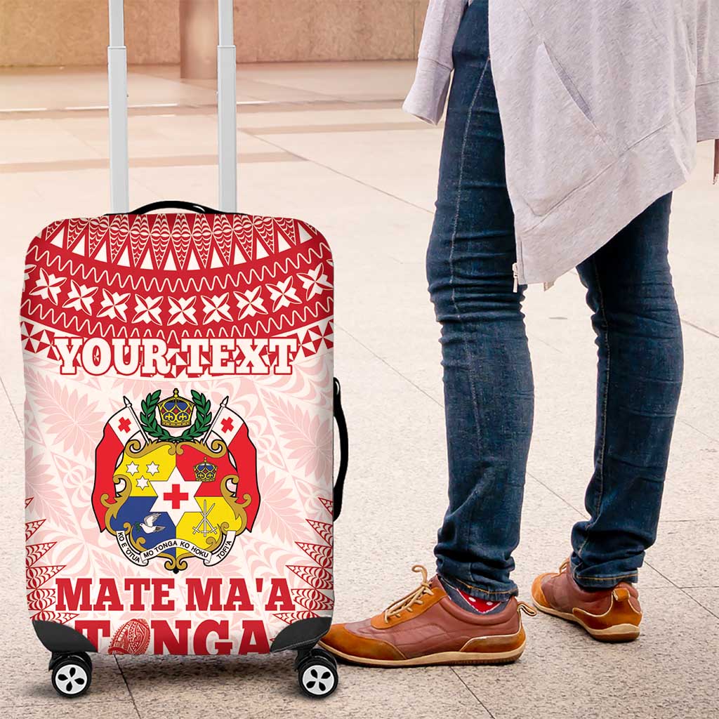 Custom Tonga Mate Maa Luggage Cover Go Champions Tongan Ngatu - White LT14 White - Polynesian Pride