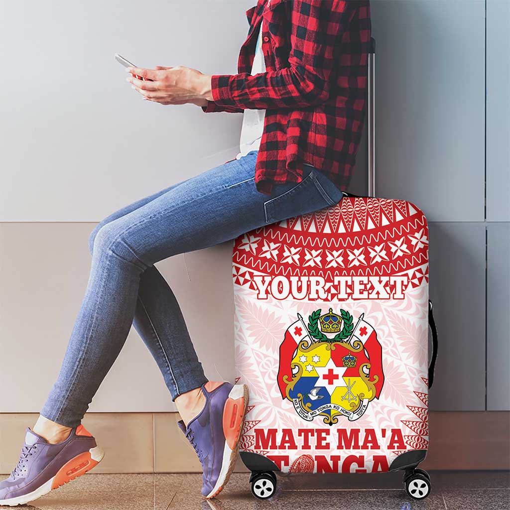 Custom Tonga Mate Maa Luggage Cover Go Champions Tongan Ngatu - White