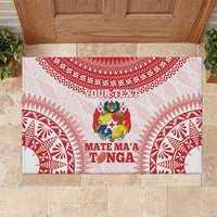Custom Tonga Mate Maa Rubber Doormat Go Champions Tongan Ngatu - White