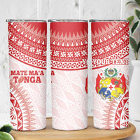 Personalised Tonga Mate Maa Skinny Tumbler Go Champions Tongan Ngatu - White