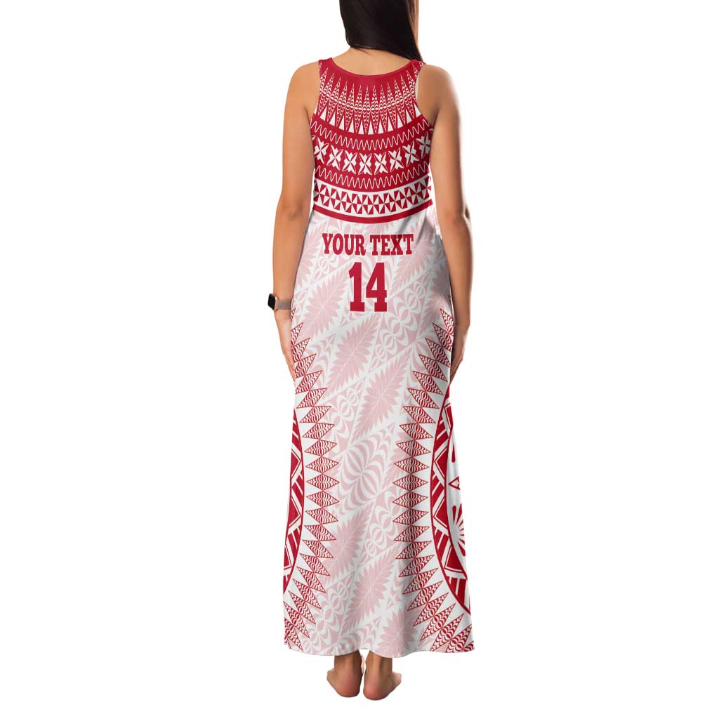 Custom Tonga Mate Maa Tank Maxi Dress Go Champions Tongan Ngatu - White