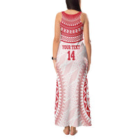 Custom Tonga Mate Maa Tank Maxi Dress Go Champions Tongan Ngatu - White