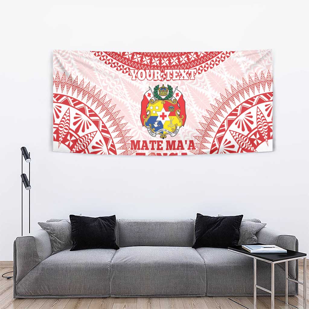 Custom Tonga Mate Maa Tapestry Go Champions Tongan Ngatu - White