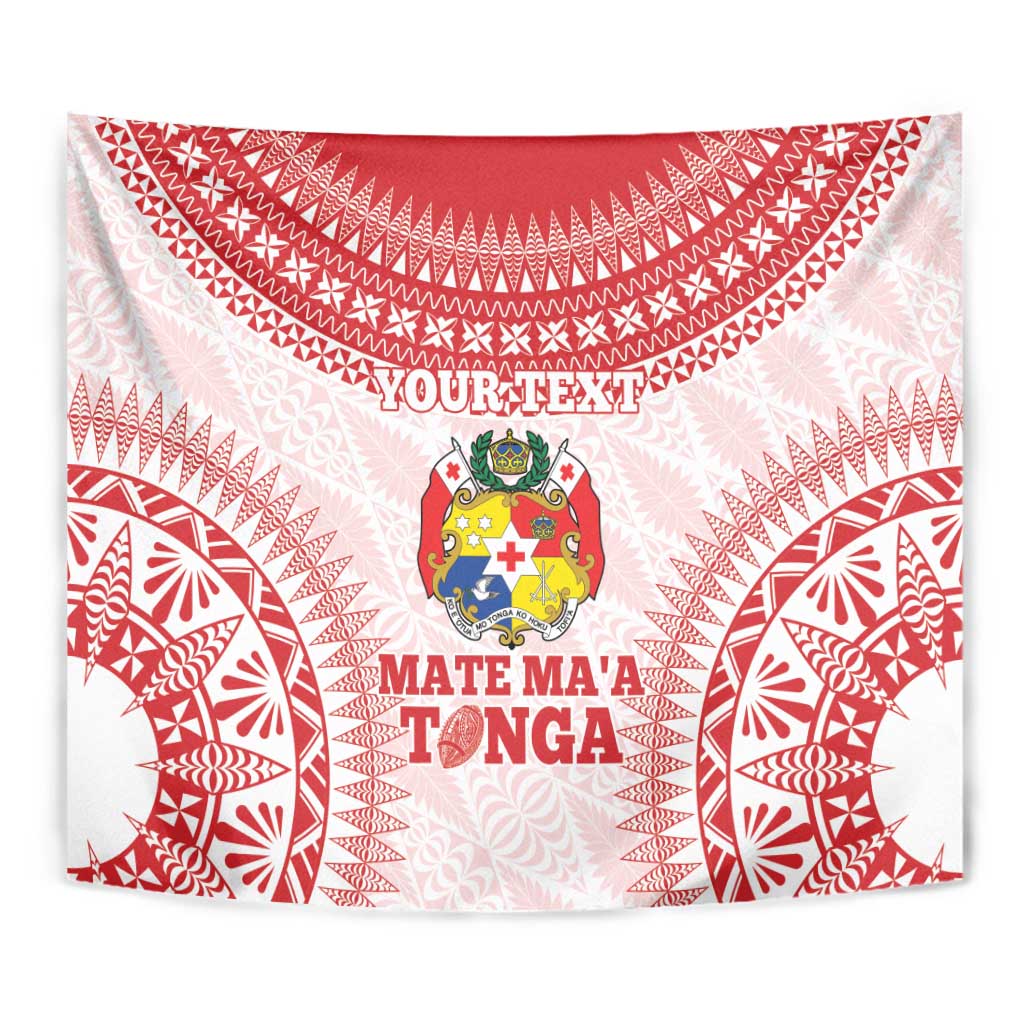 Custom Tonga Mate Maa Tapestry Go Champions Tongan Ngatu - White