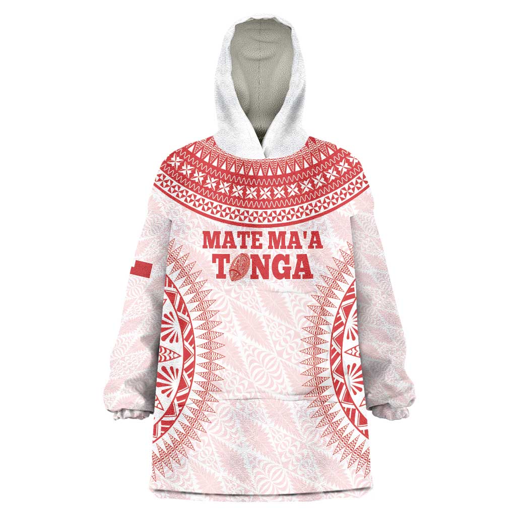 Custom Tonga Mate Maa Wearable Blanket Hoodie Go Champions Tongan Ngatu - White LT14 One Size White - Polynesian Pride