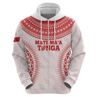 Custom Tonga Mate Maa Zip Hoodie Go Champions Tongan Ngatu - White