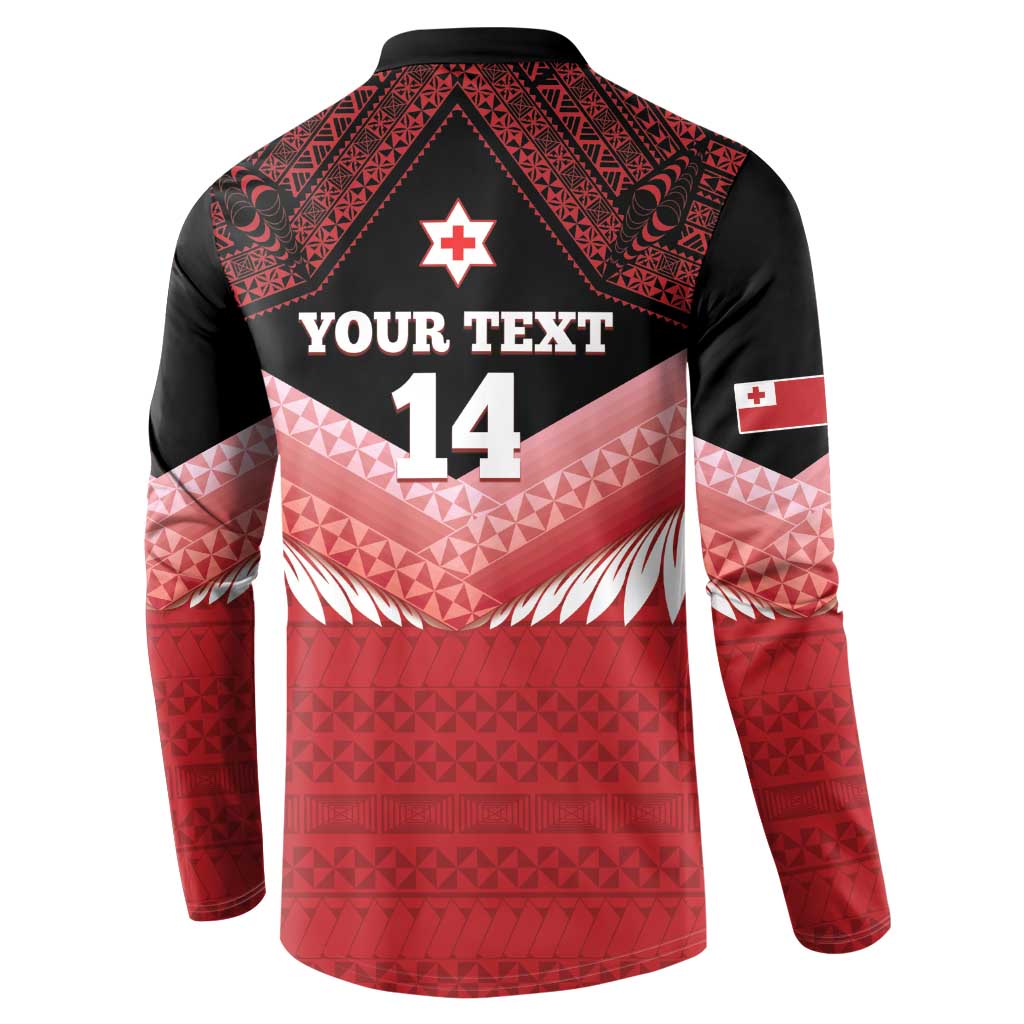 Custom Mate Maa Tonga XIII Button Sweatshirt Tongan Kupesi Ngatu - Rugby Style