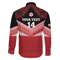 Custom Mate Maa Tonga XIII Family Matching Long Sleeve Bodycon Dress and Hawaiian Shirt Tongan Kupesi Ngatu - Rugby Style LT14 - Polynesian Pride