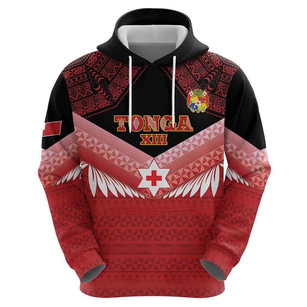 Custom Mate Maa Tonga XIII Hoodie Tongan Kupesi Ngatu - Rugby Style