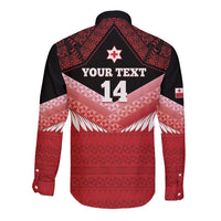 Custom Mate Maa Tonga XIII Long Sleeve Button Shirt Tongan Kupesi Ngatu - Rugby Style LT14 - Polynesian Pride