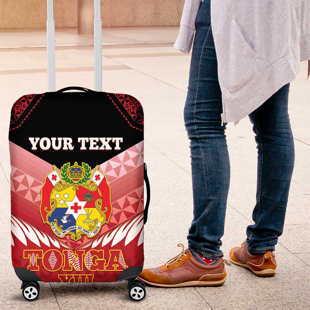 Custom Mate Maa Tonga XIII Luggage Cover Tongan Kupesi Ngatu - Rugby Style LT14 Red - Polynesian Pride