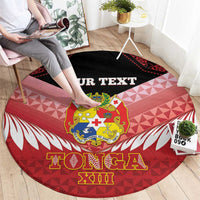 Custom Mate Maa Tonga XIII Round Carpet Tongan Kupesi Ngatu - Rugby Style LT14 - Polynesian Pride