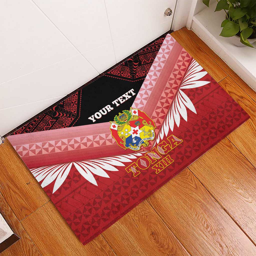 Custom Mate Maa Tonga XIII Rubber Doormat Tongan Kupesi Ngatu - Rugby Style