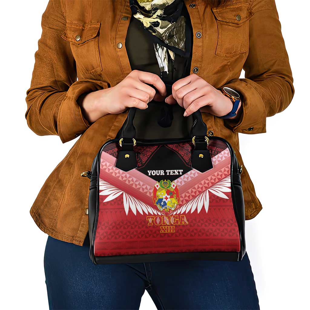 Custom Mate Maa Tonga XIII Shoulder Handbag Tongan Kupesi Ngatu - Rugby Style