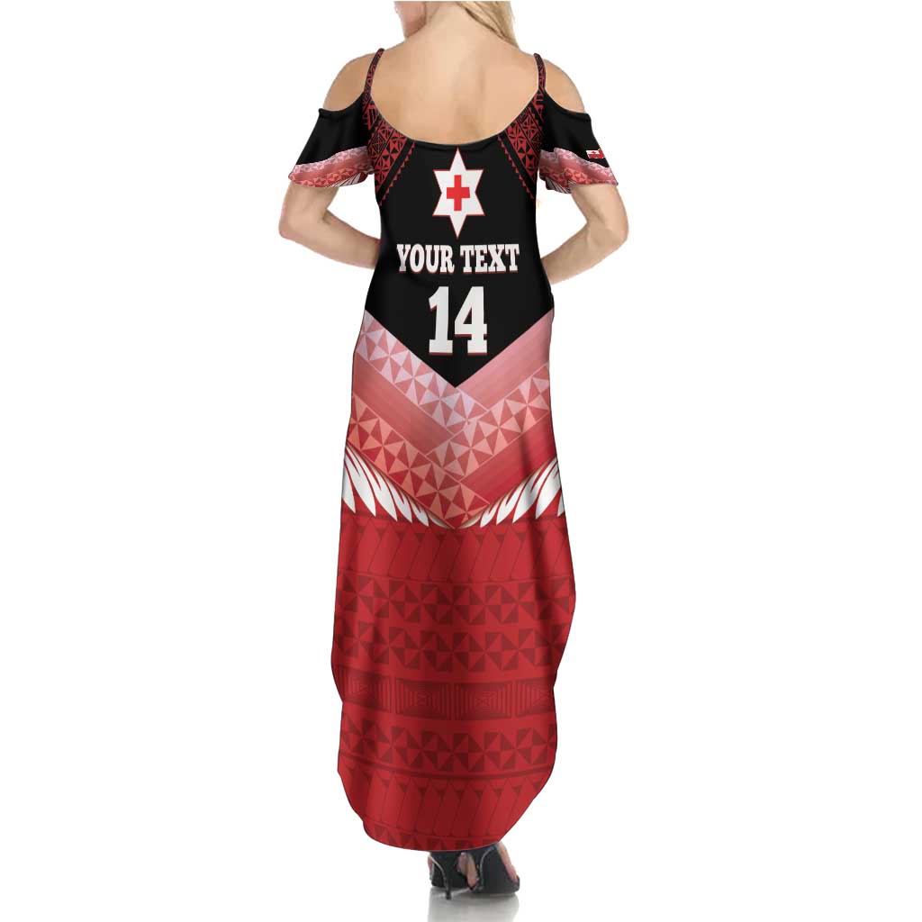 Custom Mate Maa Tonga XIII Summer Maxi Dress Tongan Kupesi Ngatu - Rugby Style