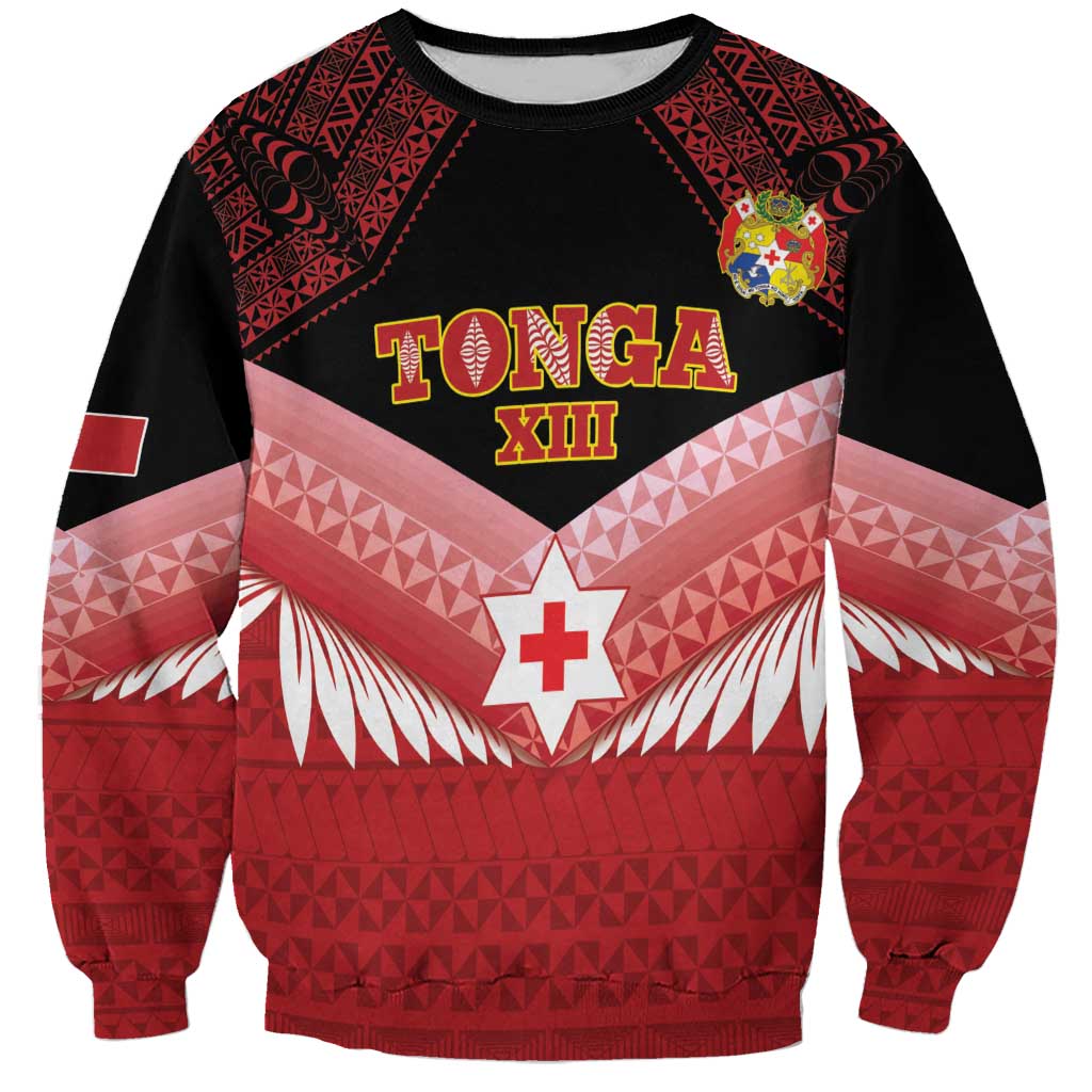 Custom Mate Maa Tonga XIII Sweatshirt Tongan Kupesi Ngatu - Rugby Style