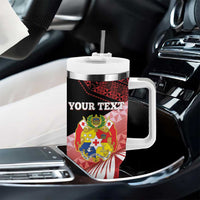 Personalised Mate Maa Tonga XIII Tumbler With Handle Tongan Kupesi Ngatu - Rugby Style
