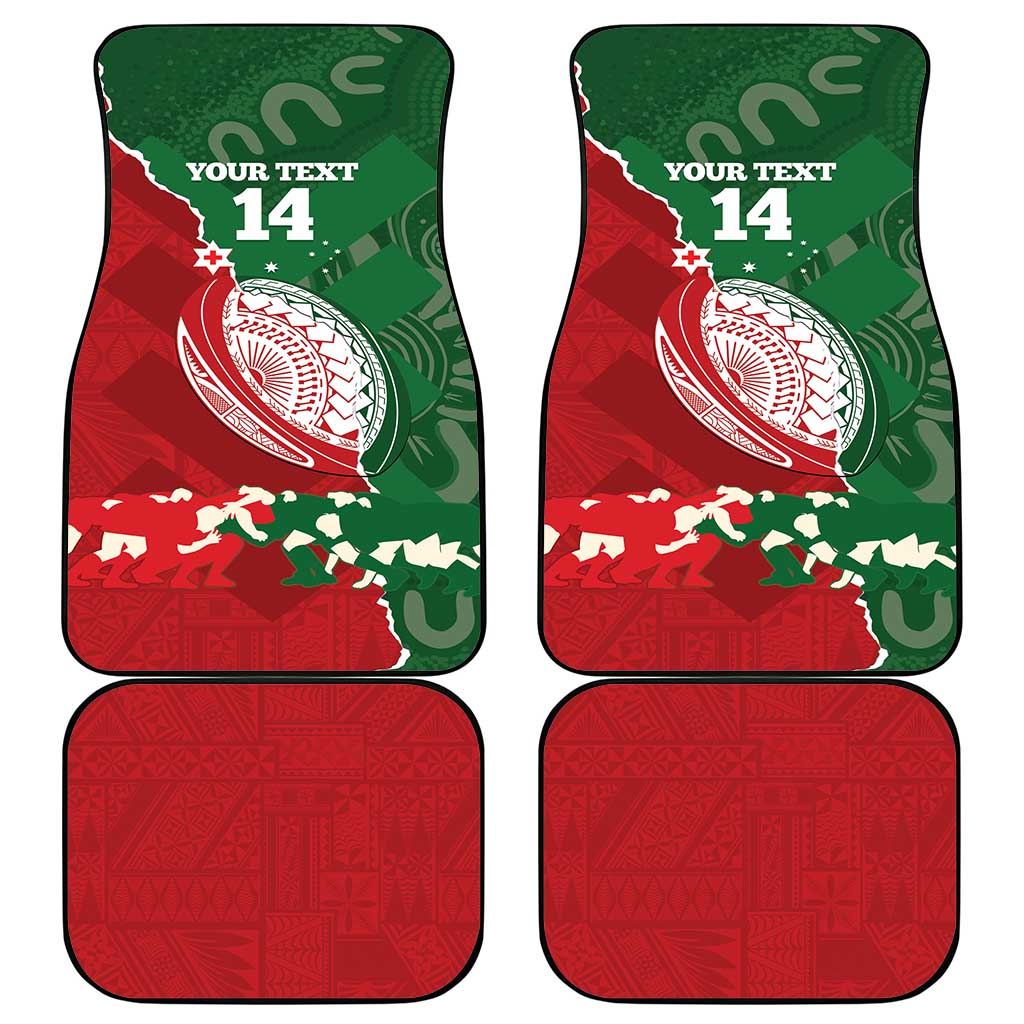 Custom Tonga And Australia Rugby Car Mats Mate Maa Tongan Ngatu Mix Kangaroos Aboriginal