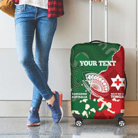 Custom Tonga And Australia Rugby Luggage Cover Mate Maa Tongan Ngatu Mix Kangaroos Aboriginal LT14 - Polynesian Pride