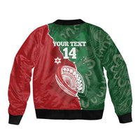Custom Tonga And Australia Rugby Sleeve Zip Bomber Jacket Mate Maa Tongan Ngatu Mix Kangaroos Aboriginal LT14 - Polynesian Pride