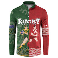 Custom Mate Maa Tonga And Kangaroo Australia Button Sweatshirt Tongan Kupesi Mix Aboriginal Art