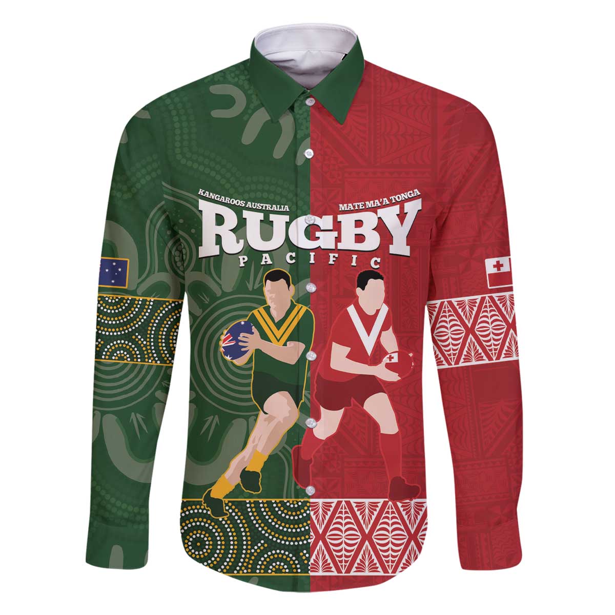 Custom Mate Maa Tonga And Kangaroo Australia Family Matching Off The Shoulder Long Sleeve Dress and Hawaiian Shirt Tongan Kupesi Mix Aboriginal Art