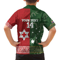 Custom Mate Maa Tonga And Kangaroo Australia Family Matching Puletasi and Hawaiian Shirt Tongan Kupesi Mix Aboriginal Art