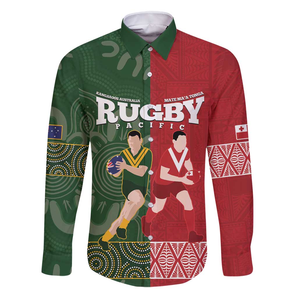 Custom Mate Maa Tonga And Kangaroo Australia Family Matching Summer Maxi Dress and Hawaiian Shirt Tongan Kupesi Mix Aboriginal Art