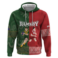 Custom Mate Maa Tonga And Kangaroo Australia Hoodie Tongan Kupesi Mix Aboriginal Art LT14 Pullover Hoodie Green - Polynesian Pride