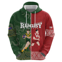 Custom Mate Maa Tonga And Kangaroo Australia Hoodie Tongan Kupesi Mix Aboriginal Art LT14 - Polynesian Pride