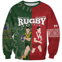 Custom Mate Maa Tonga And Kangaroo Australia Sweatshirt Tongan Kupesi Mix Aboriginal Art