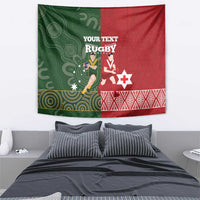 Custom Mate Maa Tonga And Kangaroo Australia Tapestry Tongan Kupesi Mix Aboriginal Art LT14 - Polynesian Pride