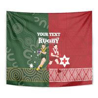 Custom Mate Maa Tonga And Kangaroo Australia Tapestry Tongan Kupesi Mix Aboriginal Art LT14 - Polynesian Pride