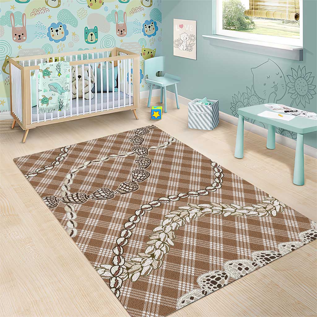 Brown Aloha Hawaii Shell Lei Area Rug Palaka Hebrew Cone Honey Cowrie Elegant Curves - Polynesian Pride