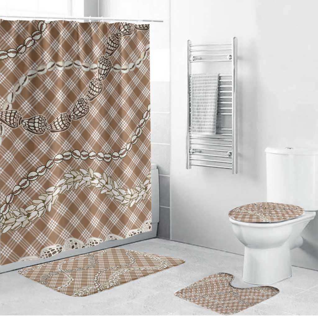 Brown Aloha Hawaii Shell Lei Bathroom Set Palaka Hebrew Cone Honey Cowrie Elegant Curves LT14 Bathroom Set (4 pcs) Brown - Polynesian Pride