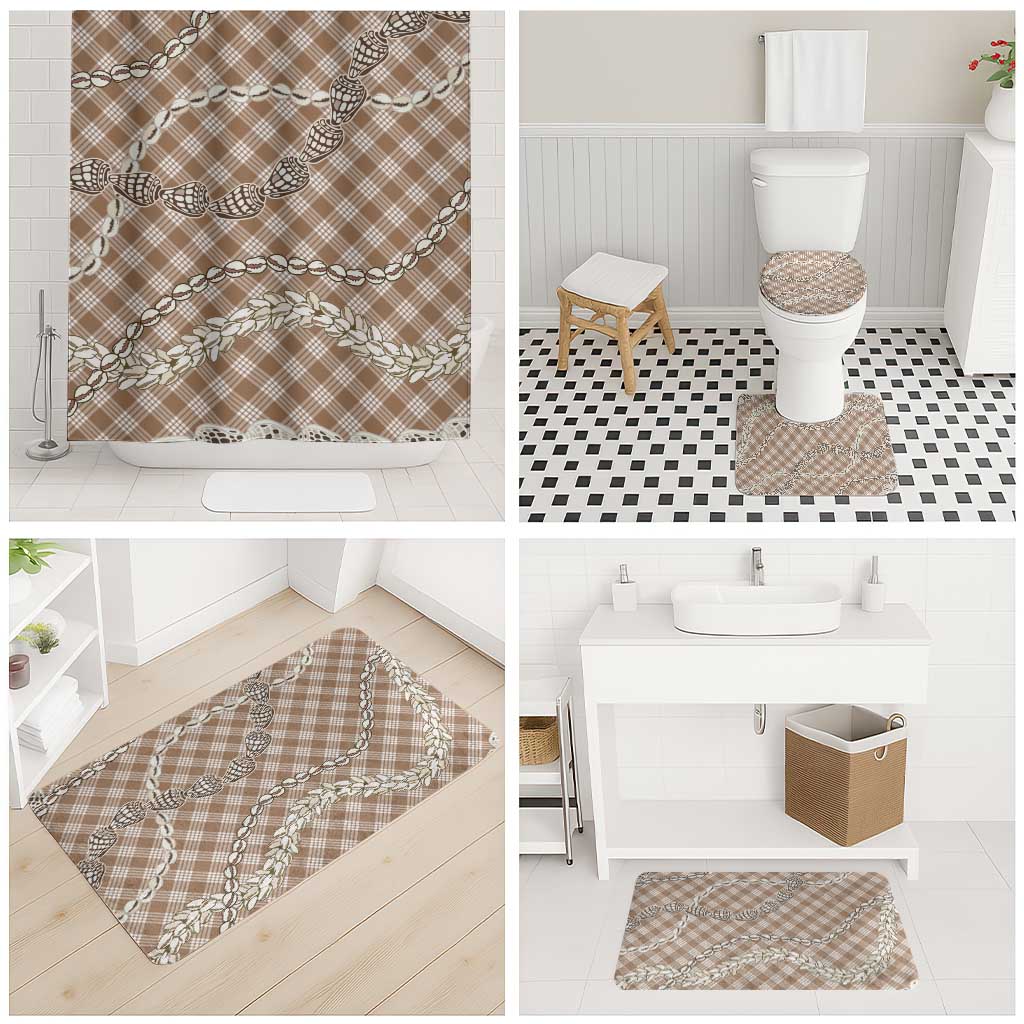 Brown Aloha Hawaii Shell Lei Bathroom Set Palaka Hebrew Cone Honey Cowrie Elegant Curves - Polynesian Pride