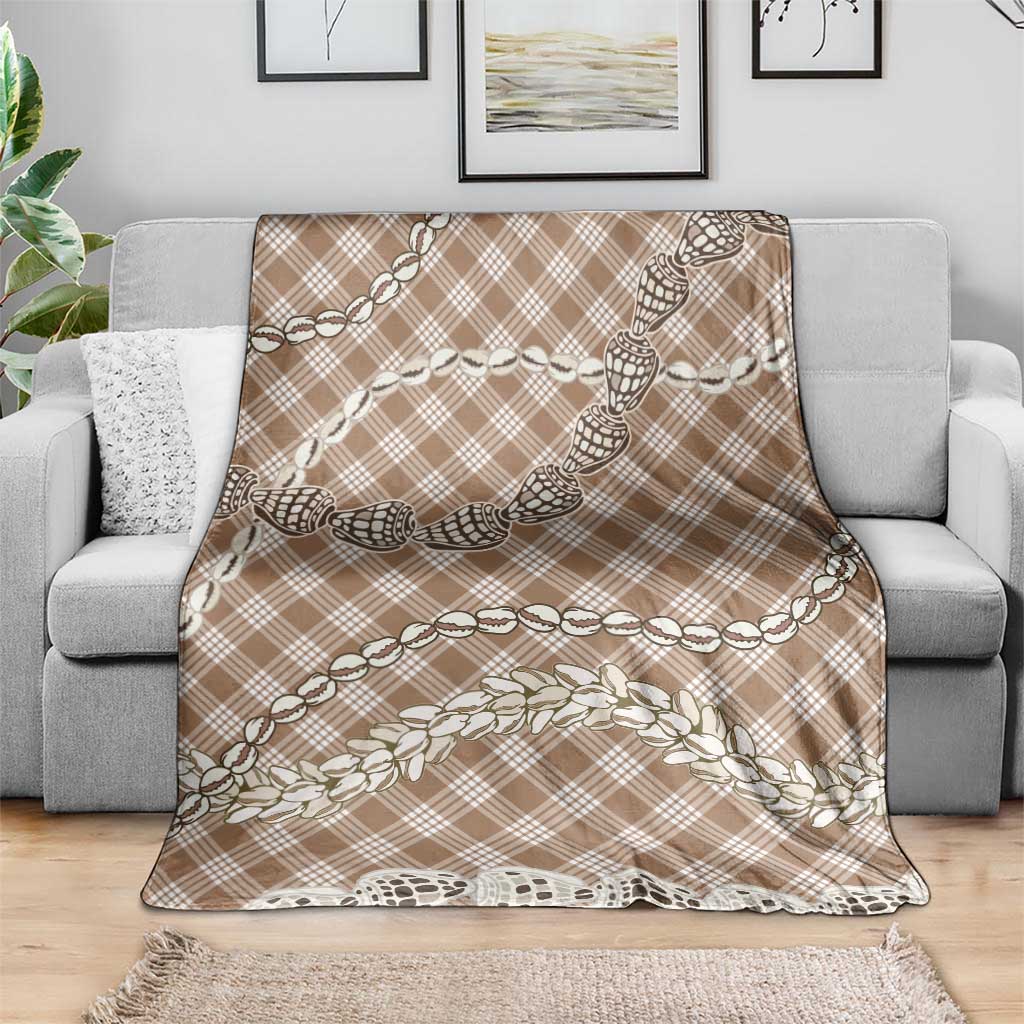 Brown Aloha Hawaii Shell Lei Blanket Palaka Hebrew Cone Honey Cowrie Elegant Curves - Polynesian Pride