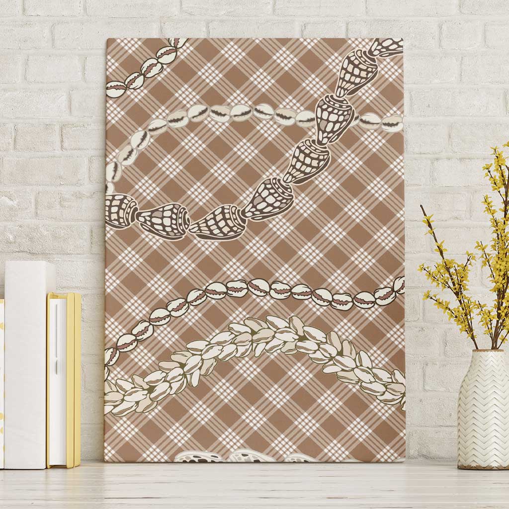 Brown Aloha Hawaii Shell Lei Canvas Wall Art Palaka Hebrew Cone Honey Cowrie Elegant Curves - Polynesian Pride